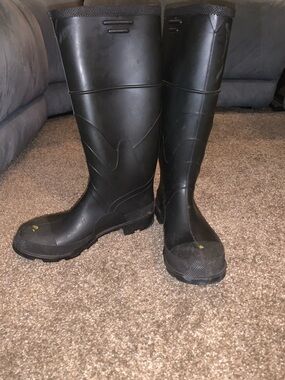 Black Tall Steel Toe Rubber Rain Boots